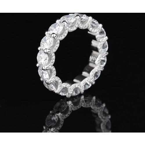 Luxury 925 Sterling Silver Full Eternity SONA Simulation Diamond Wedding Female Ring Exquisite Engagement Jewelry Gift