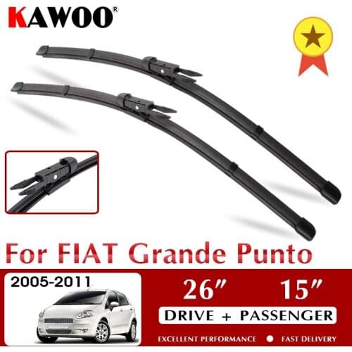 Car Wiper Blade For FIAT Grande Punto 26" 15" 2005 2006 2007 2008 2009 2010 - 2015 Auto Front Windcreen Wipers Fit Pinch Tab Arm