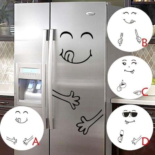 Cute Sticker Fridge Happy Delicious Face/Knife Fork Kitchen Fridge Car tiles glass furniture Art Sticker