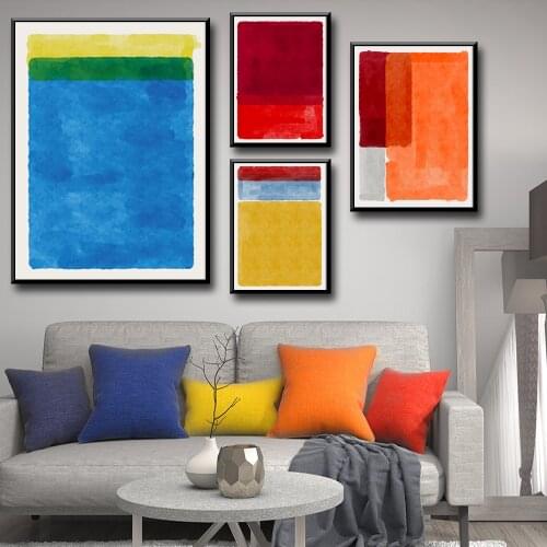Blue Yellow Red Nordic Abstract Wall Art Canvas Decorative Painting Art Poster Picture Home Decoration Living Room Painting