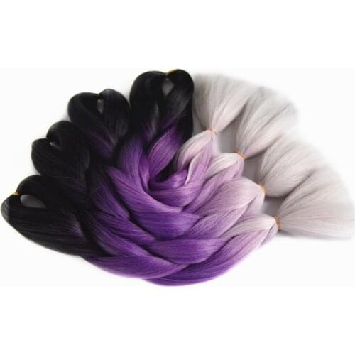 24 inches 5Pcs/Lot Kanekalon Synthetic Jumbo Braiding ombre color Braiding Hair Braids Hair Extension White Black Pink Purple Bl