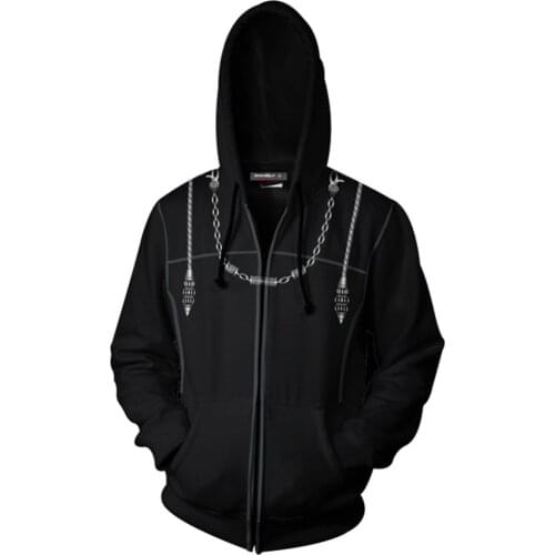 Kingdom Hearts Hoodie Cosplay Xemnas Sweatshirts Zipper Up Hoody Pullover Coat Hoodies
