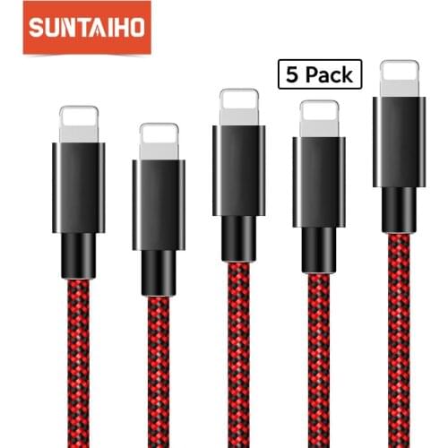 5Pack USB Cable for iPhone 12 11 Pro Max Xr X 8 Plus 2.4A Fast Charging Cable For 7 6 5S SE iPad Data USB Charger iPhone Cable