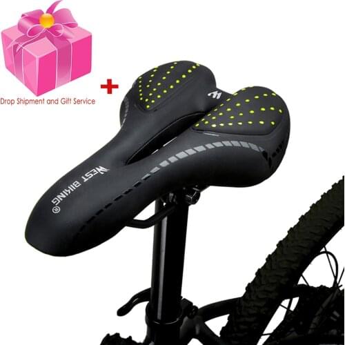 WEST BIKING Bicycle Saddle Breathable PU Leather Hollow Cushion MTB Bike Saddle GEL + Polyurethane Shockproof MTB Saddles