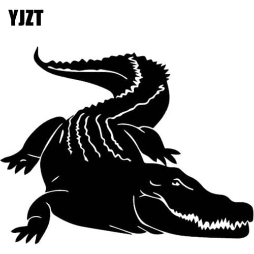 YJZT 16.6CM*13.1CM Cruel Crocodile Car Sticker Vinyl Decal Decoration Bumper Accessories Black/Silver C4-1465