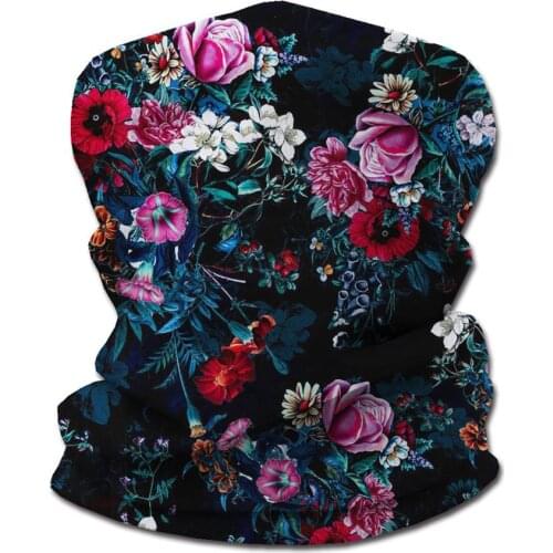 Bandana Women Flower Print Neck Gaiter headband Full Face Motorcycle Windproof Ski Outdoor Winter Sport Headband tube scarf