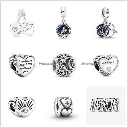 925 Sterling Silver Sun, Stars & Moon Openwork Charm Bead Fit Women Pandora Bracelet & Necklace Jewelry