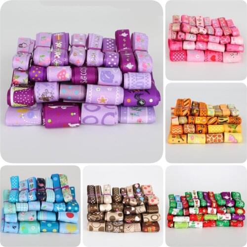 10-25mm 12Yard Random Mixed Printed Grosgrain Ribbons Wedding Party Christmas Decoration Gift Wrapping Ribbon Sewing Accessories