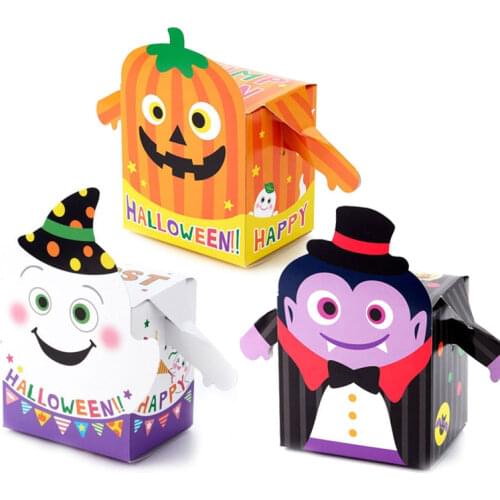10pcs Cube Pumpkin Candy Boxes with Hand Ghost Vampire Halloween Decorations Candy Bar Decor Gift Package for Children