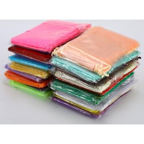 100pcs Mix Color Jewelry Organza Bag 7x9 9x12 10x15cm Wedding Party Decoration Drawable Bags Gift Jewelry Pouches