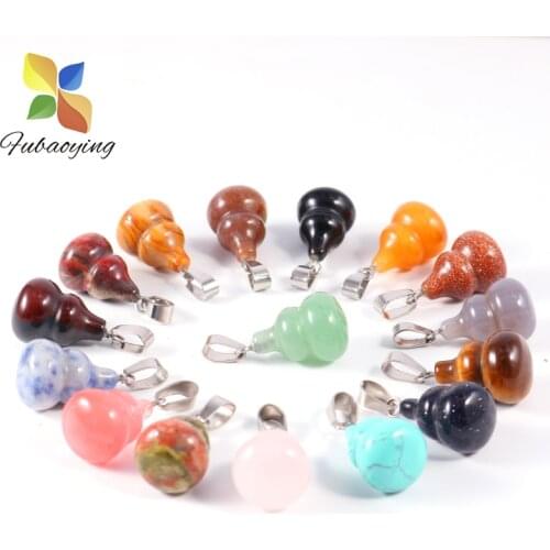 2021 Trendy Natural Stone Plant Gourd Cucurbit calabash Charms 12pcs Lot Wholesale Pendant DIY Necklace For Jewelry Making