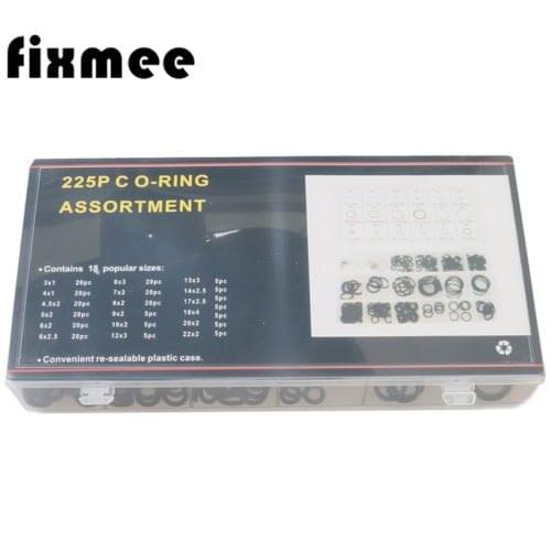 225pcs 18 Sizes Assorted Rubber O-Ring Washer Gasket Sealing Ring Kit Set Black 1/2/2.5/3/4mm with Plastic Box