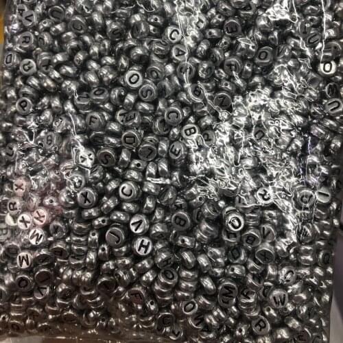 4x7 mm bulk silver alphabet letter beads for diy crafts 500 grams per bag