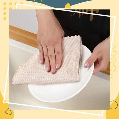 5pcs Wave Pattern Fish Scale Cloth Rag 25x25cm Water Absorbable Glass Kitchen N0PA