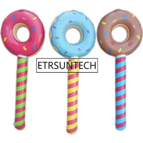 50pcs PVC Inflatable Donut Stick Toy Party Decoration Supplies Souvenirs Inflatable Doughnut Stage Props