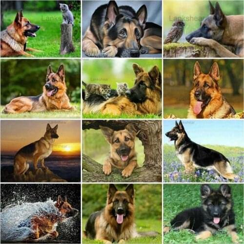 5D Diy Diamond Painting German Shepherd Full Square Round Drill Animal Dog Pet Art Picture Cross Stitch Kits Mosaic Home Decor