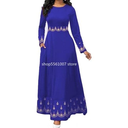 African Dresses For Women 2020 Elegant Sexy O-Neck Ball Gown Maxi Dresses Casual Plus Size Slim Long Party Dress Africa Clothing