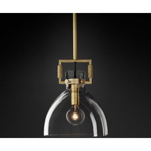 American Minimalist Glass Chandelier Postmodern Creative Small Copper Bedside Bar Restaurant Bedroom Household Hanging Lighting