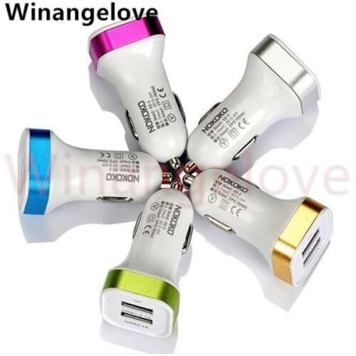 5000pcs Car Charger 2.1A+1A Dual usb ports Aluminum Alloy metal Car Charger Adapter for iphone 4 5 6 7 for samsung s9