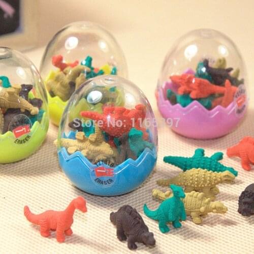 Free ship 12pk cheap children kids Dinosaur Erasers egg party favors toys gifts loot bag pinata fillers school prizes give away
