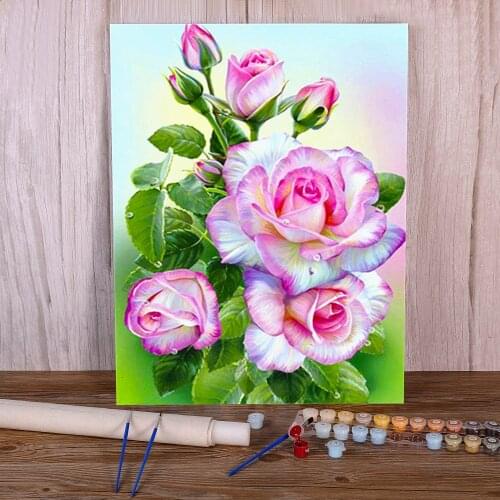 Flower Coloring By Numbers Painting Package Acrylic Paints 50*70 Oil Painting Loft Wall Picture Crafts Adults Drawing