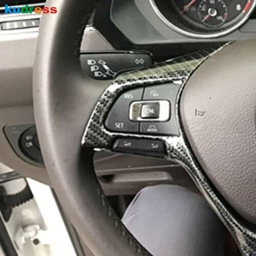 For Volkswagen For VW Teramont Atlas 2017 2018 2019 2020 Carbon Fiber Car Interior Steering Wheel Panel Cover Trim Accessories