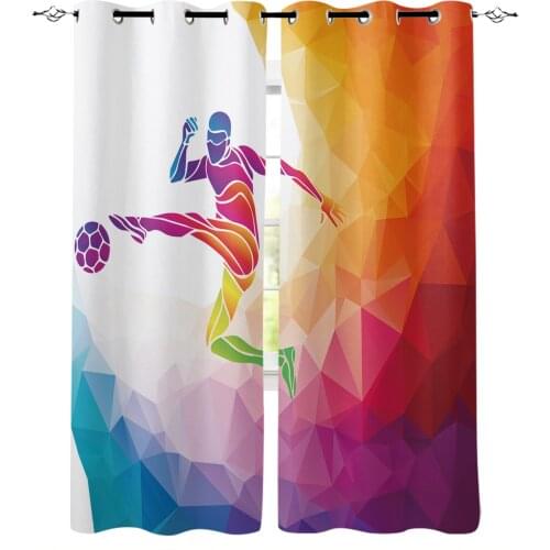 Geometric Art Football Play Soccer Home Decoration Living Room Curtains Window Treatments Kids Curtain For Kitchen Bedroom