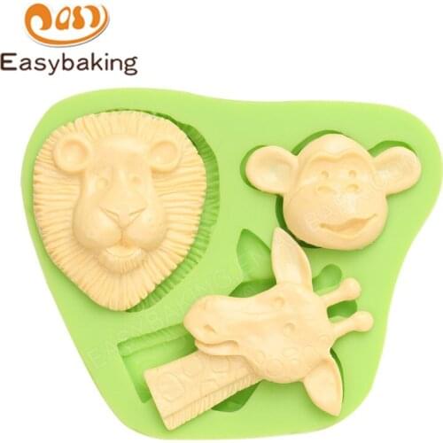 Animal Head Giraffe Monkey 3D Silicone Fondant Cake Decoration Molds for Gateau Patisserie Cupcake Mould
