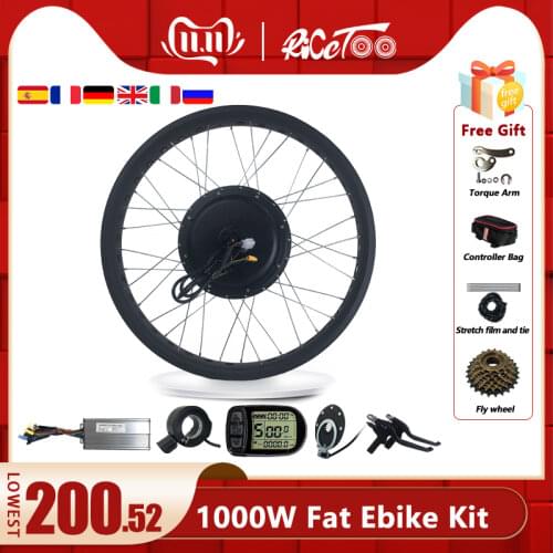 Electric Fat Bike Kit Snow Wheel 20 26 inch 48V 1000W 4.0 Tyre Brushless Hub Motor Wheel Bicycle Conversion Kit