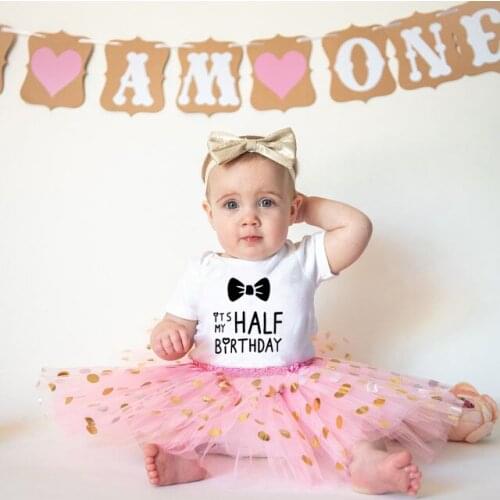 Its My Half Birthday Baby Clothing Sets for Toddler Girls Summer Birthday Party Clothes Sets Baby Infantil Fashion Suits