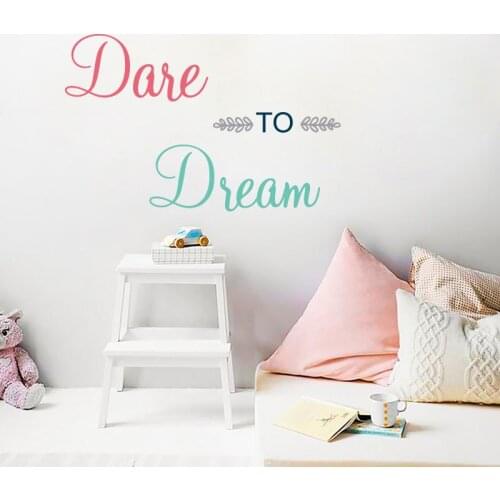 Colorful Dare to Dream wall sticker English proverbs Bedroom living room decoration mural home decor stickers poster wallpaper