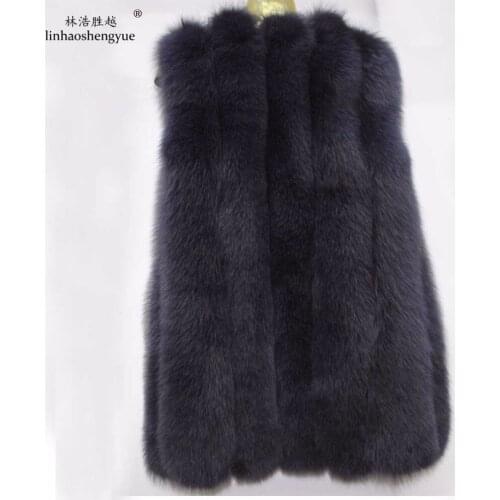 Linhaoshengyue 70 cm fox fur vest ladies fashion natural free shipping HOT freeshipping