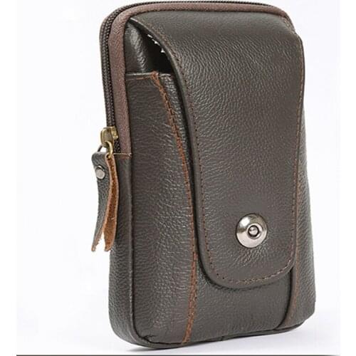 Multi-function Men Waist Bag Outdoor Wear-resistant Leather Belt Bag Travel Waist Packs With Zipper