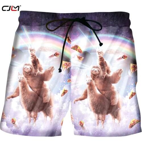 CJLM Fashion Funny Men/women Space Sloth Cat Riding Alpaca 3D Print Summer Shorts Harajuku Style Streetwear