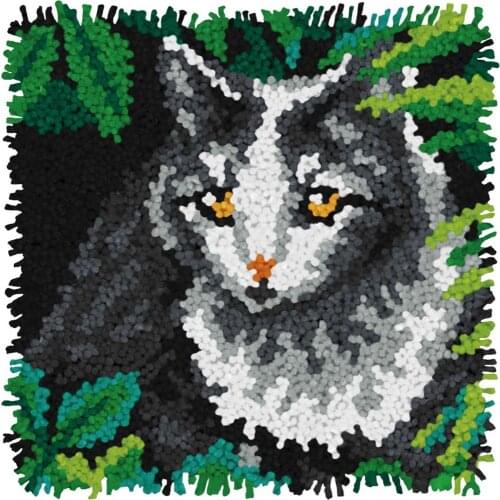 Latch Hook Cushion Yarn for Embroidery Cushion Cover Cat Bees Pillow Case Sofa Cushion Decorative Pillow