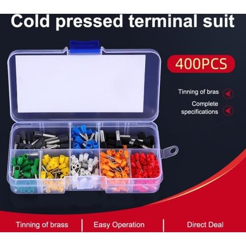 400Pcs Tube Type Electric Wire Conector Crimp Connectors Wire Terminal Connector Cable Terminals End Crimps Insulated Assortment