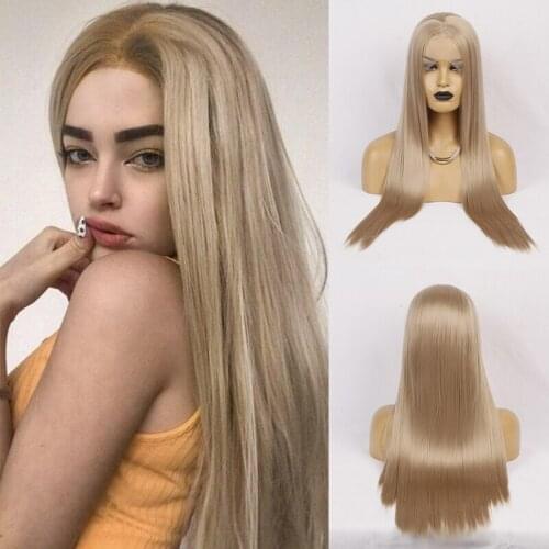 AIMEYA Golden Brown Lace Front Wig Long Straight Middle Part 13x2.5 Lace Wigs Heat Resistant Cosplay Daily Wear Wigs for Women