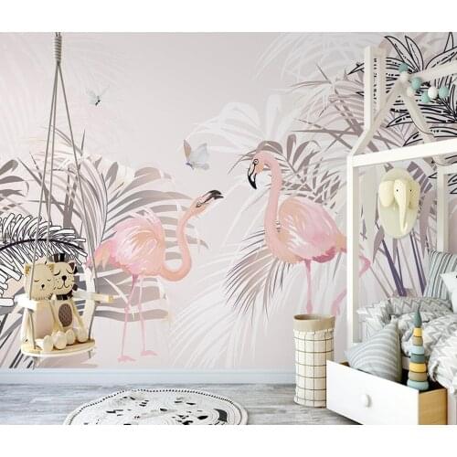 Beibehang Custom wallpaper tropical plant parrot flamingo background wallpaper home decor living room bedroom mural 3d wallpaper