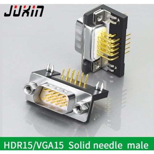 VGA plug 3 row 15 needle 90 degree bend HDR15 solder board business master 15P interface circuit board DB15 needle connector