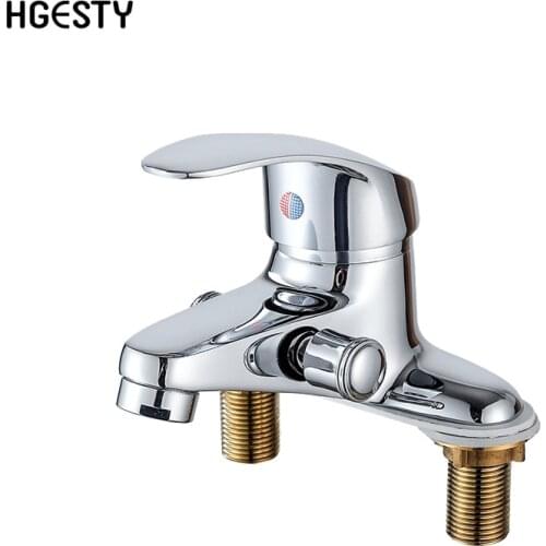 Bathroom Basin Faucet Copper Bath Toilet Sink Tap Single Handle Hot Cold Water Dual Spout Mixer Tap Shower Faucet Deck Mounted