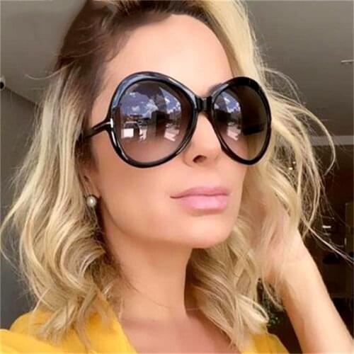 Stripe Oversized Oval Sunglasses For Women Famous Designer Gradient Round Sun Glasses Fashion Women Shades Unique Eyewear T Word
