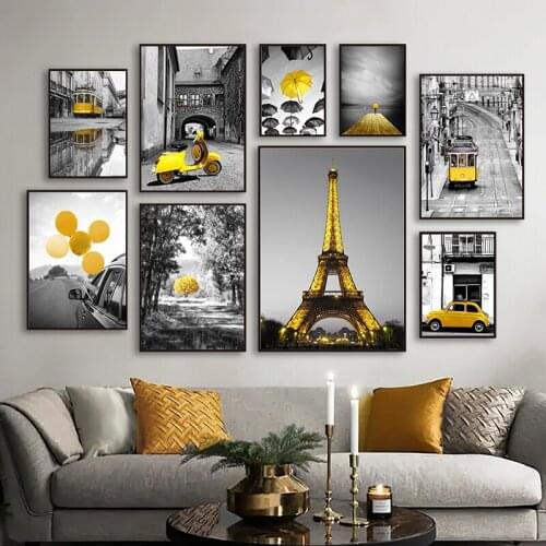 Modern Home Decor photography Landscape Picture Wall Art Canvas Painting Europe Yellow Decor Poster and Print for Living Room