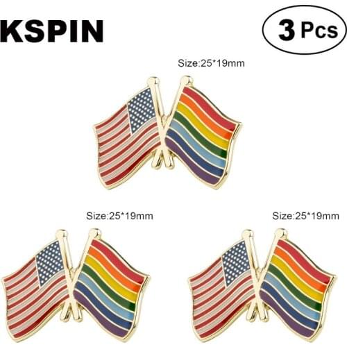 U.S.A & Rainbow Lapel Pin Brooches Pins Flag badge Brooch Badges