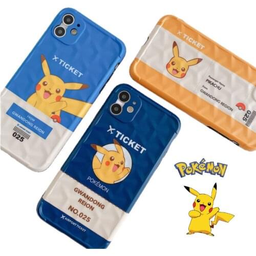Pokemon Pikachu Anime Couple Mobile Phone Case Shockproof Shatterproof Silicone Soft Case for IPhone 7 8Plus Xr 11 12 Promax