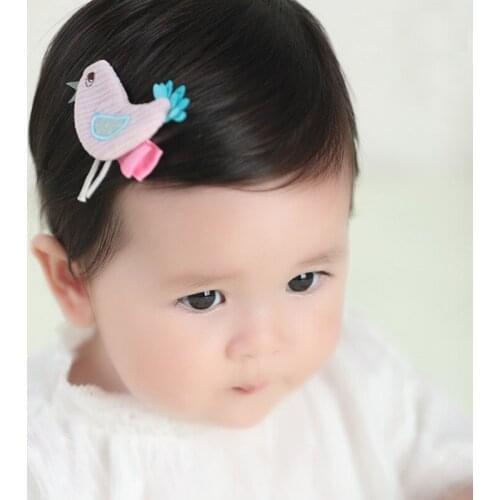 Boutique 20pcs/2C Fashion Cute Fabric Bird Hairpins Solid Kawaii Mini Animal Girls Hair Clips Headwear Accessories Pink Blue