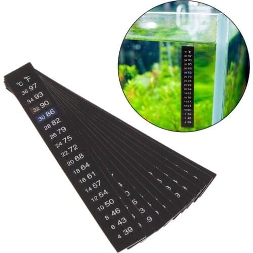 10Pcs Aquarium Thermometer Dual Scale Fish Tank Liquid Temperature Tester Sticker Fahrenheit Digital LCD Display Adhesive Strip