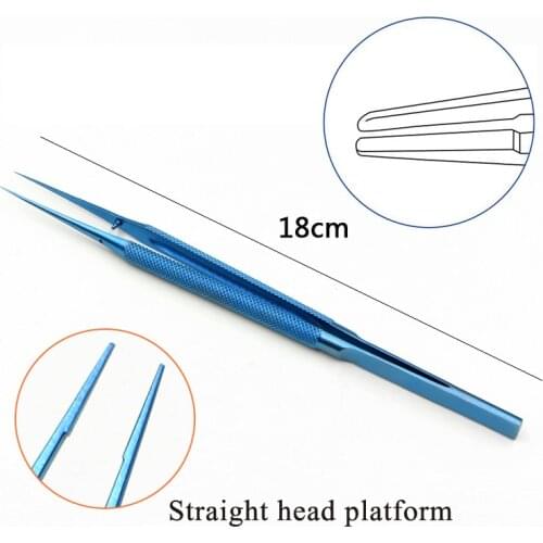18cm Titanium Stainless Steel Tweezers Platform forceps Round Handle Ophthalmic Instruments