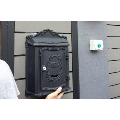 2017 Antique Wall Mount Cast Iron Mailbox Embossed Trim Decor Metal Mail Letters Post Box Yard Patio