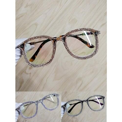 2021 Male Female Anti Blue Light Glasses Fashion Rhinestones Studded Spectacle Frame Entertainment Performance Eyewear