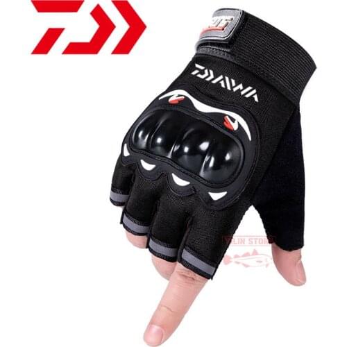 2021 Daiwa Half Finger Fishing Gloves Men Women Breathable Anti-Slip Wear-resisting Outdoor Camping Hunting Cycling Sport Gloves
